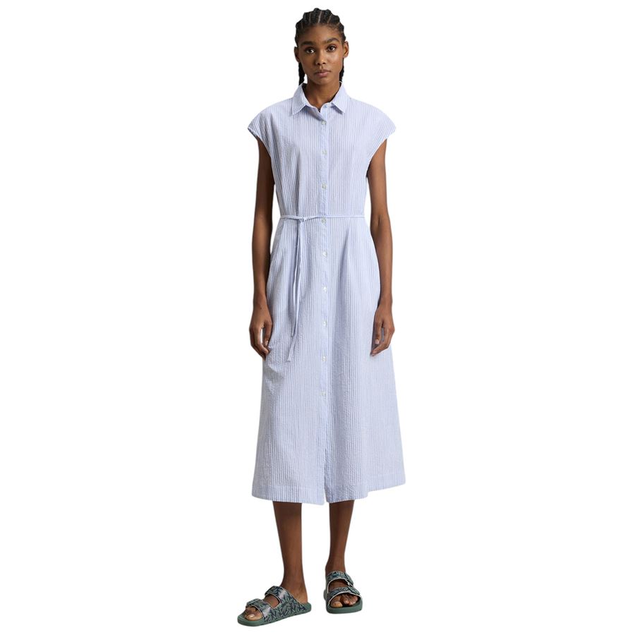 Vestito chemisier in cotone seersucker elasticizzato da donna Woolrich | CFWWDR018631010